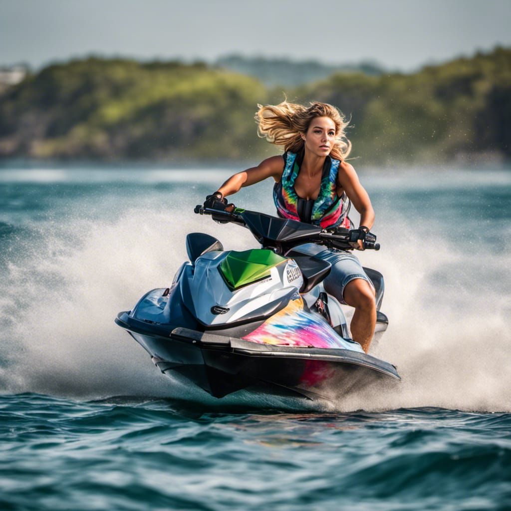 Woman on Jet Ski: Hyperrealistic Portrait