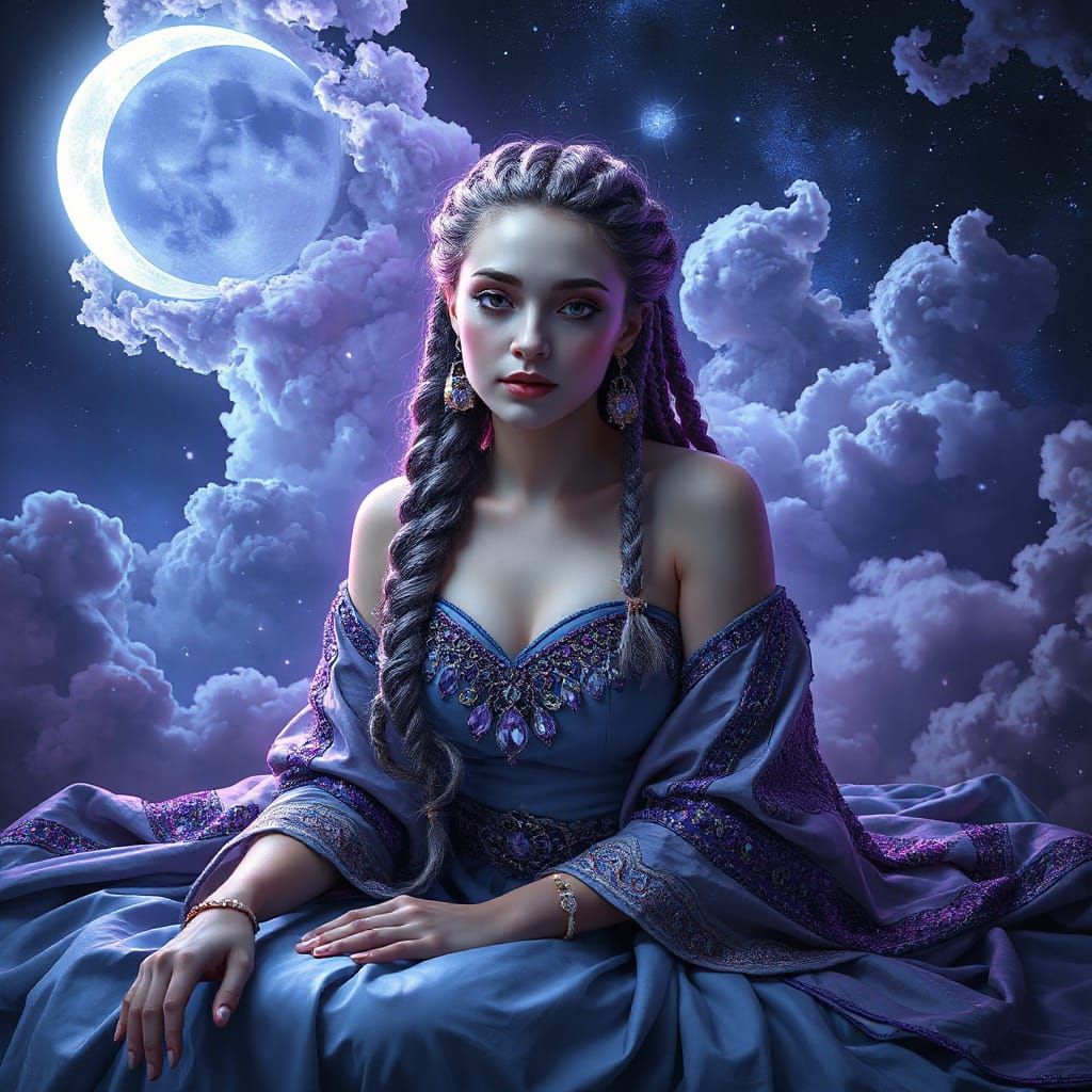 Celestial Goddess in Cosmic Starlight, Fantasy Art