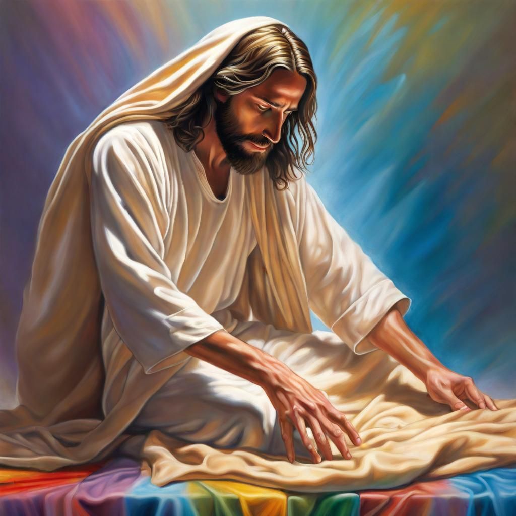 Jesus Touches Garment Hem: Hyperrealistic Concept Art