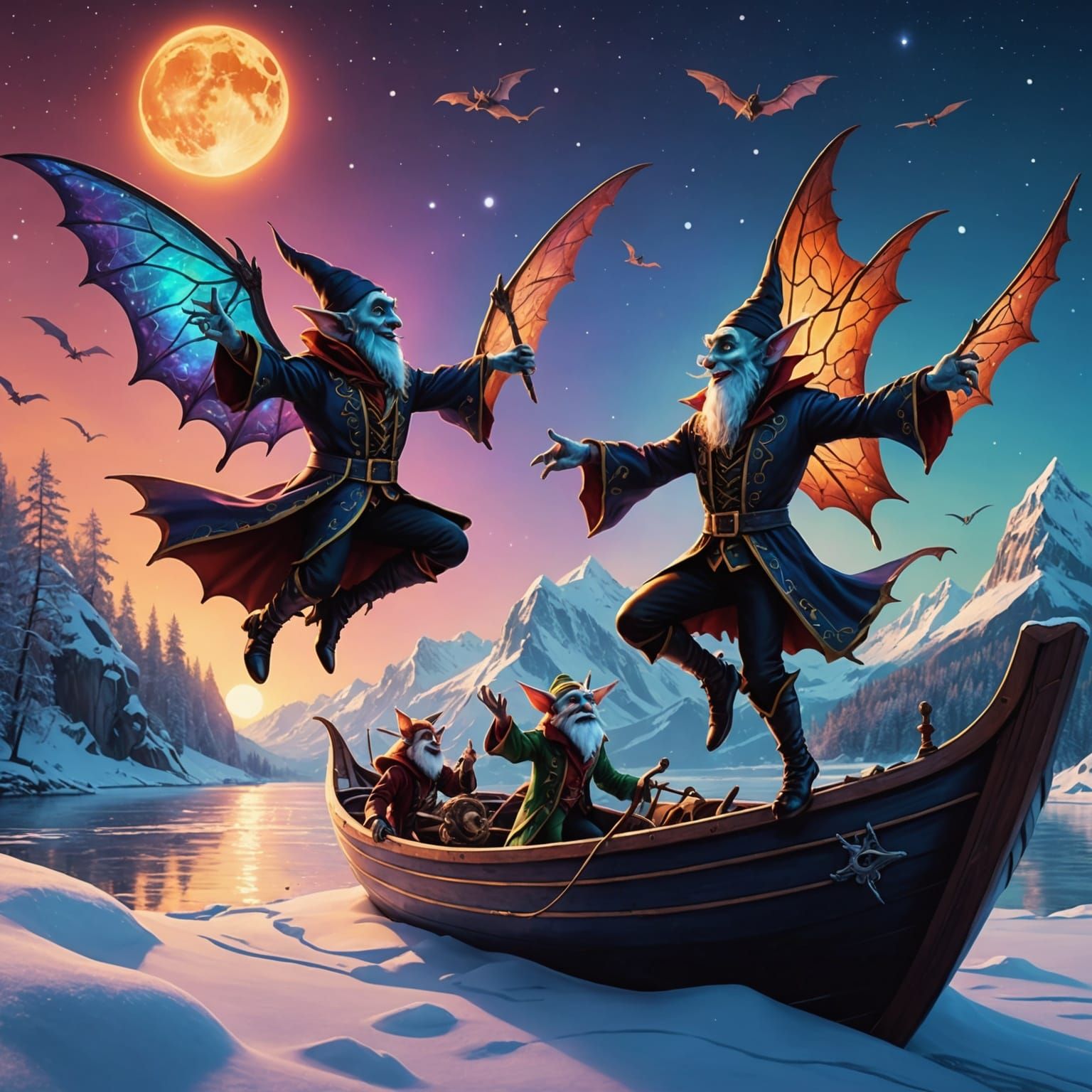 Dancing Vampires: Holographic Astral Illustration