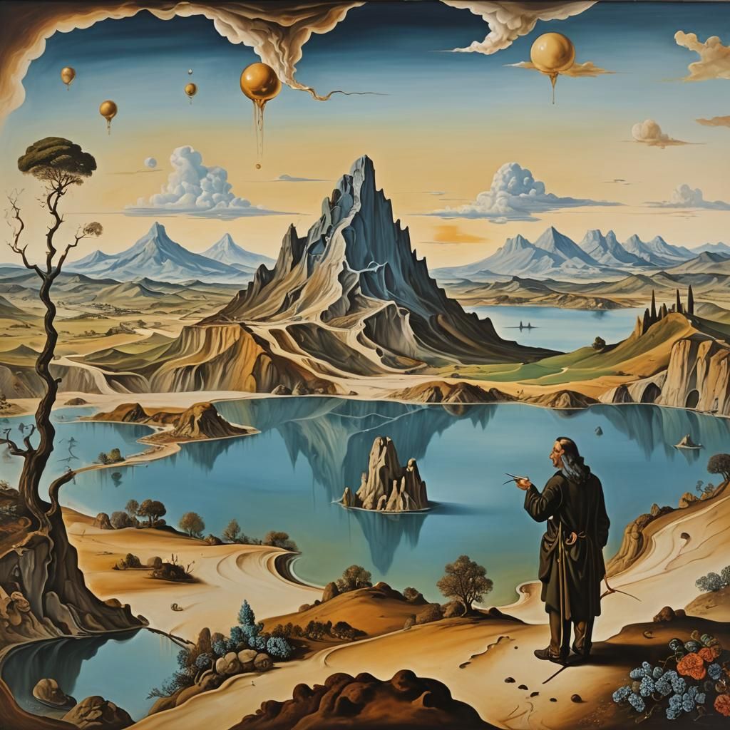 Da Vinci Paints a Surrealist Dali Landscape