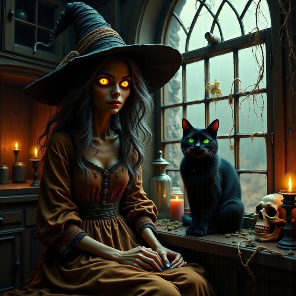 Witch-Apothecary in Eerie, Retro Country House