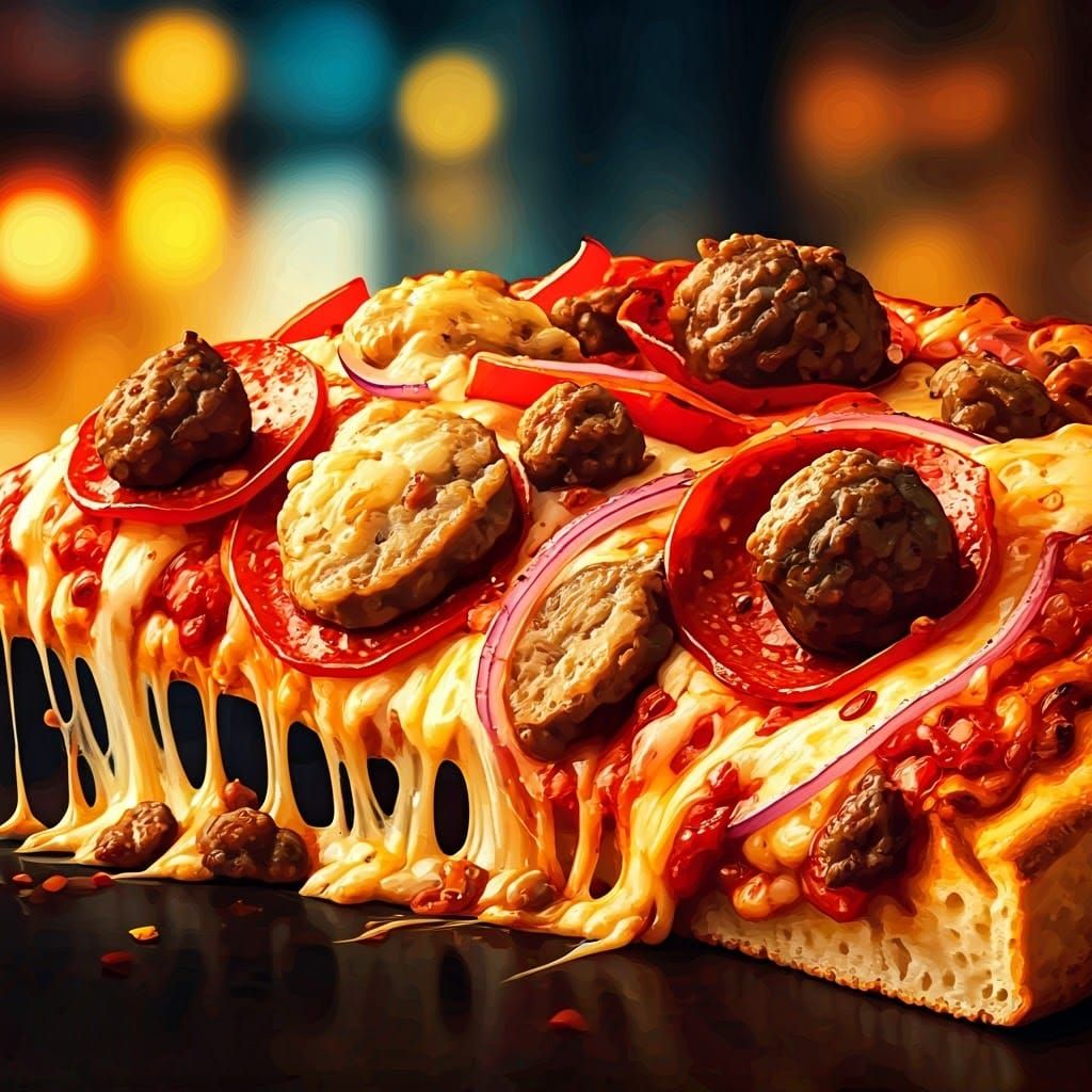 Chicago Deep-Dish Pizza in Photorealistic Style