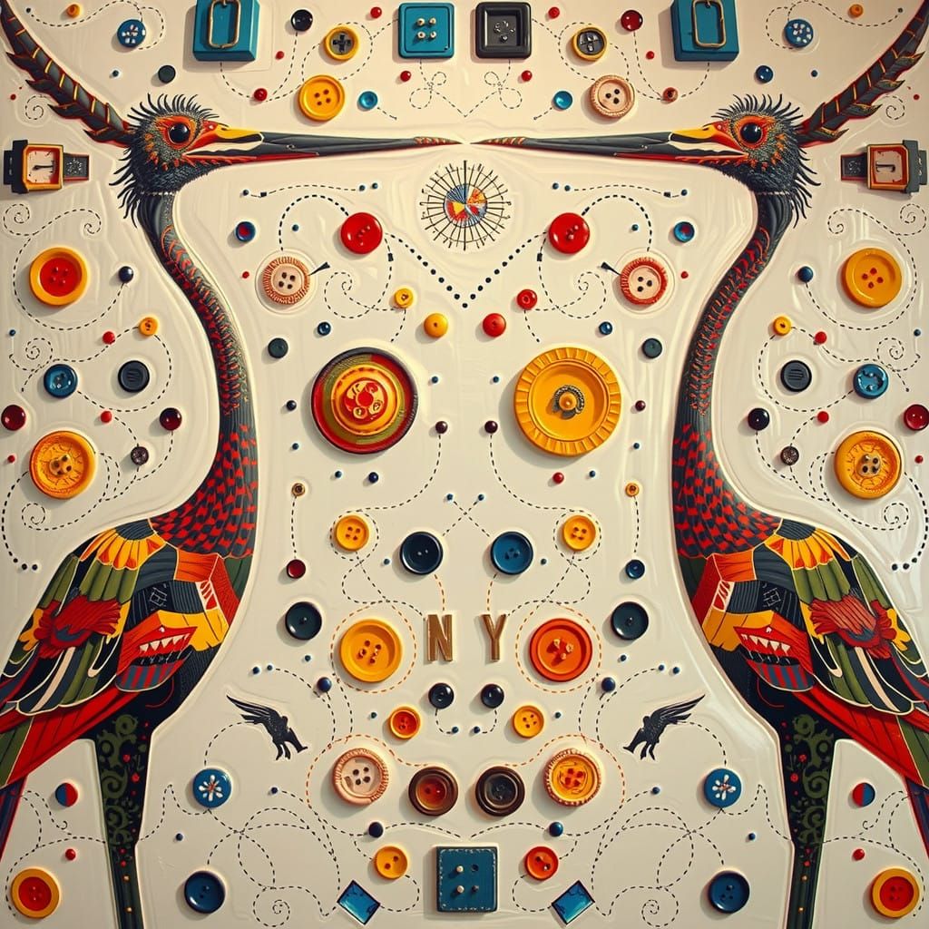 Surrealist NYC Birds in Vibrant, Impasto Style