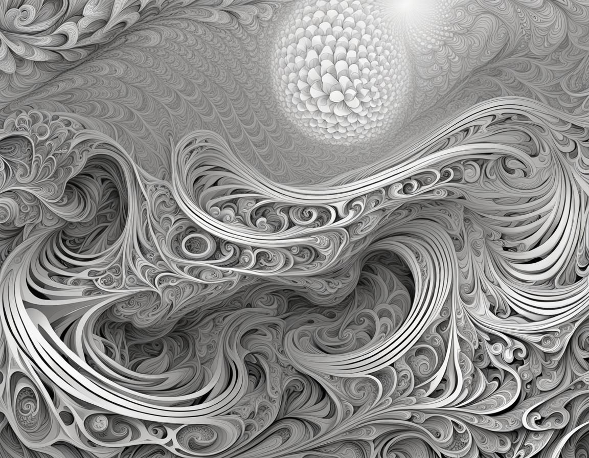 Abstract Fractal Design with Zentangle and 3D Shading