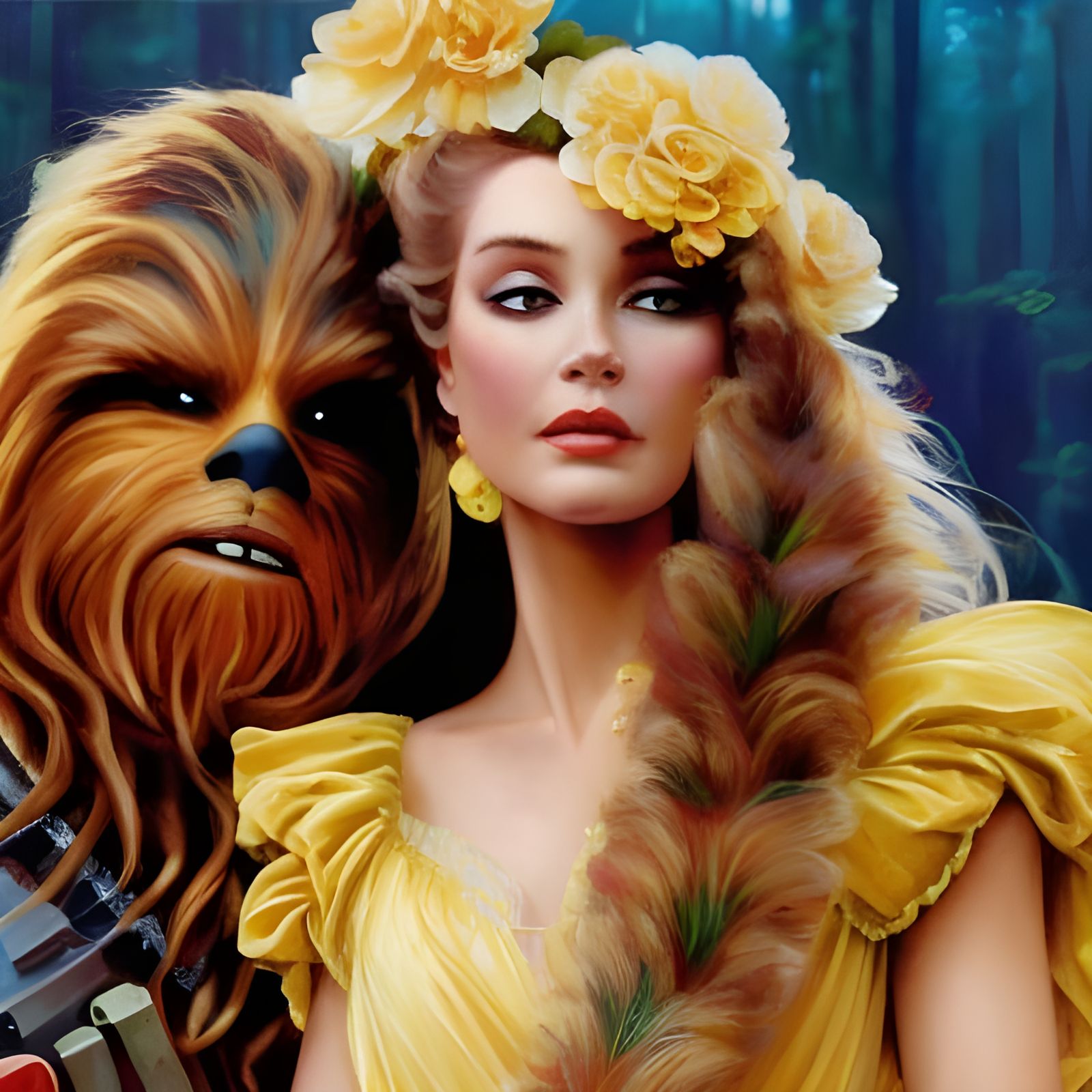 Chewbacca and Belle: A Sci-Fi Rococo Embrace
