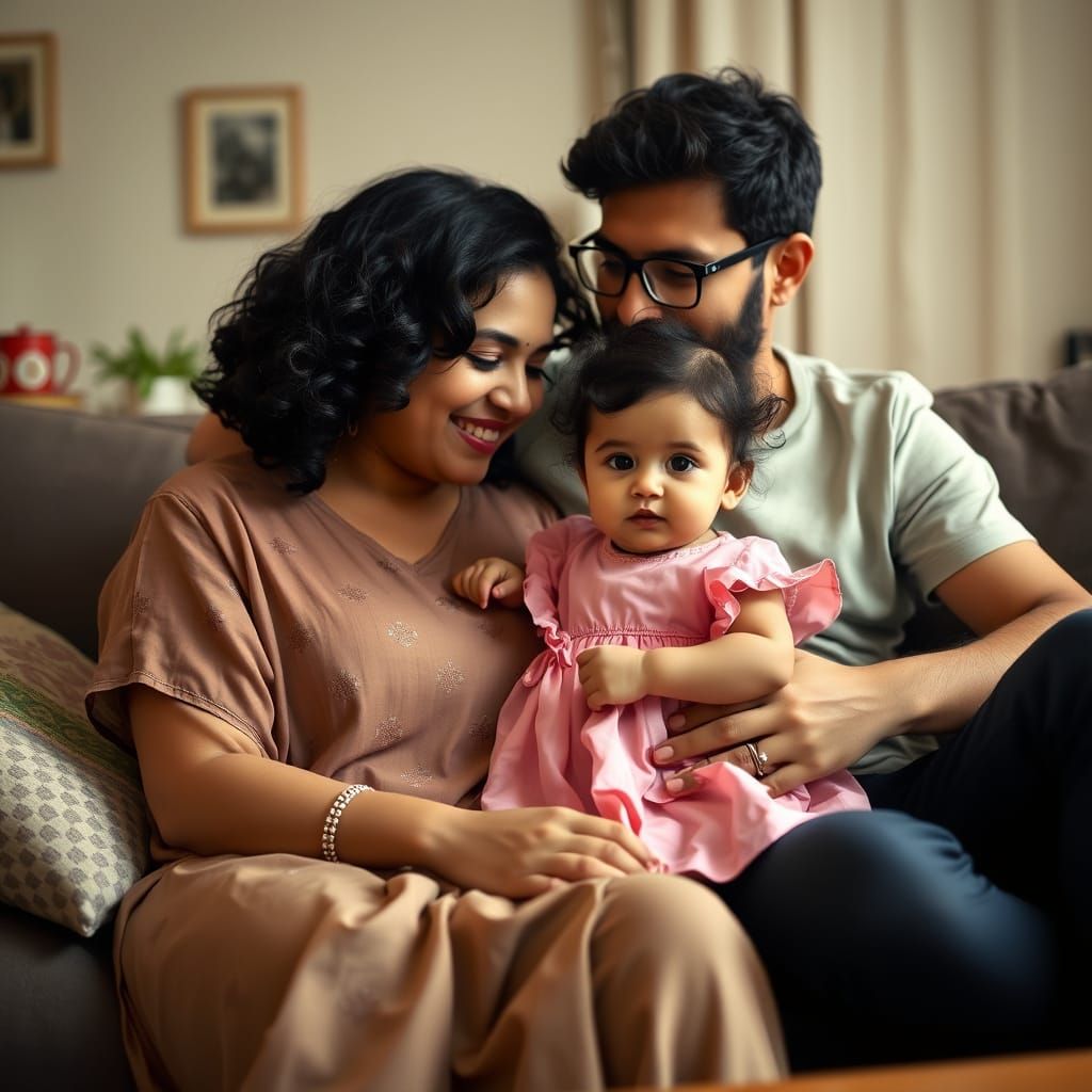 South Asian Family Portrait in Cinematic Style