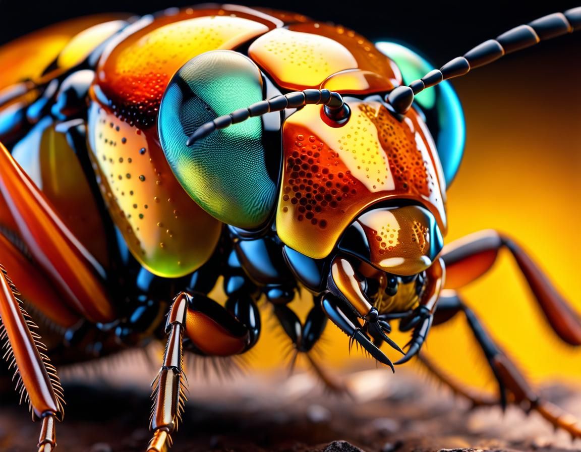 Hyperrealistic Insect in Amber, Candy Art Style