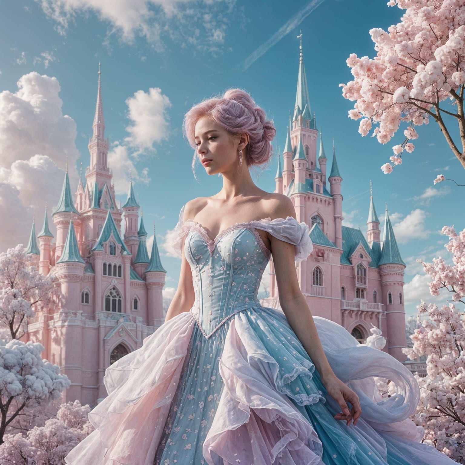 Pastel Ice Palace in Whimsical Wonderland