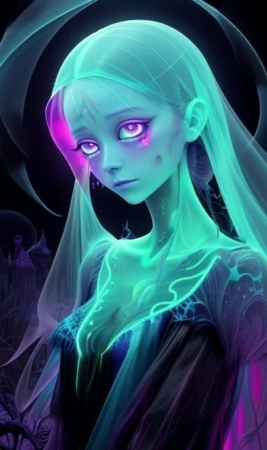 transparent portrait of a beautiful ghost girl