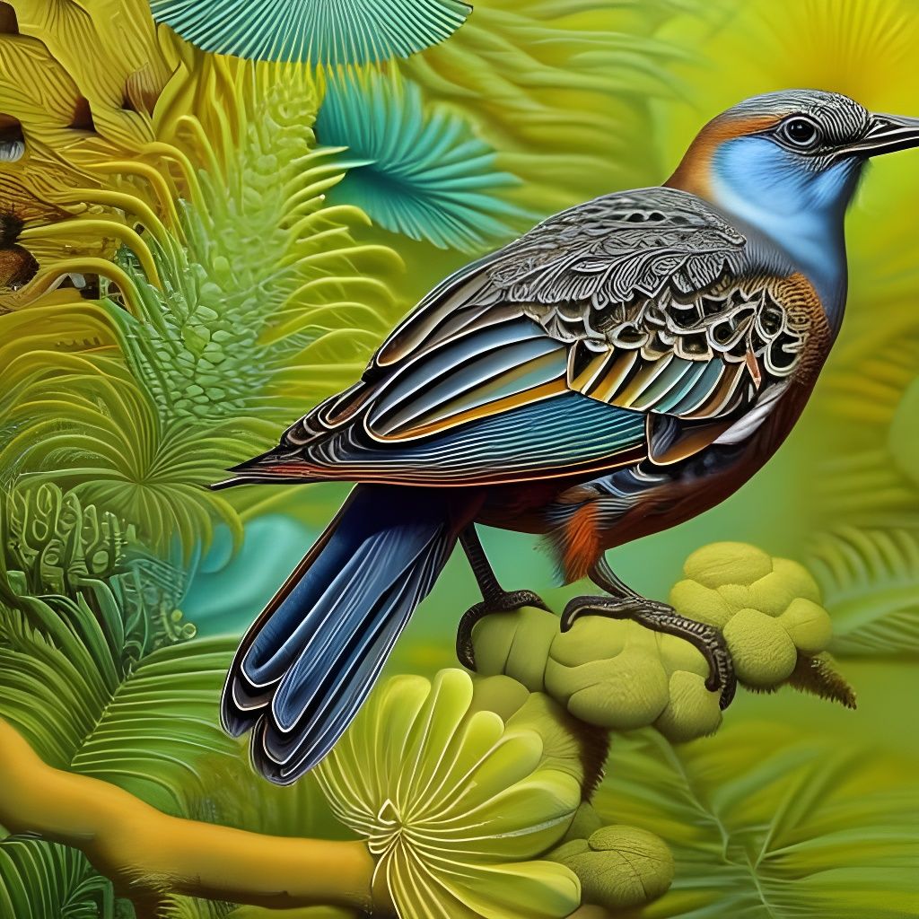 Fantastical Bird in Mixed Media