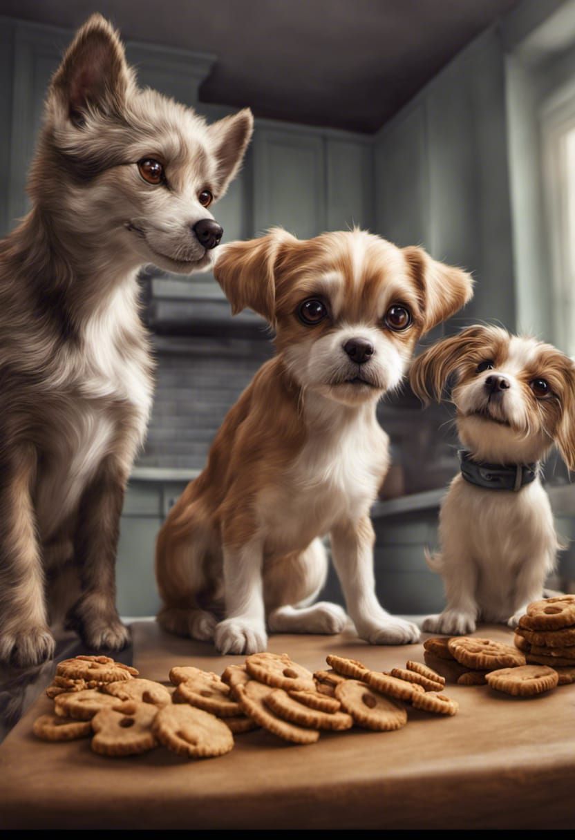 Whimsical Pet Tower Reaching Treats, Cartoon Style