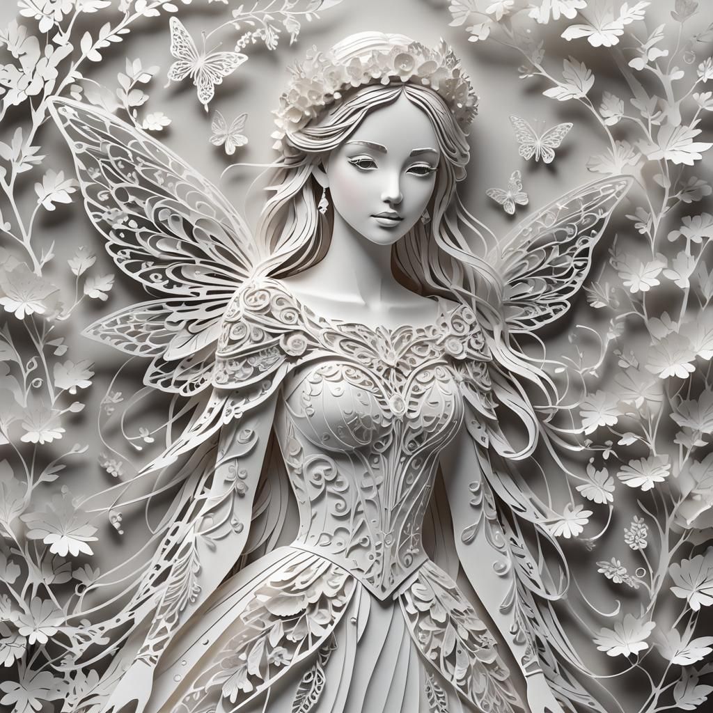 Ethereal Fairy Bride Paper Cutting Art