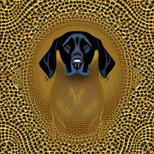 Golden Armored Labrador Retriever with Intricate Details