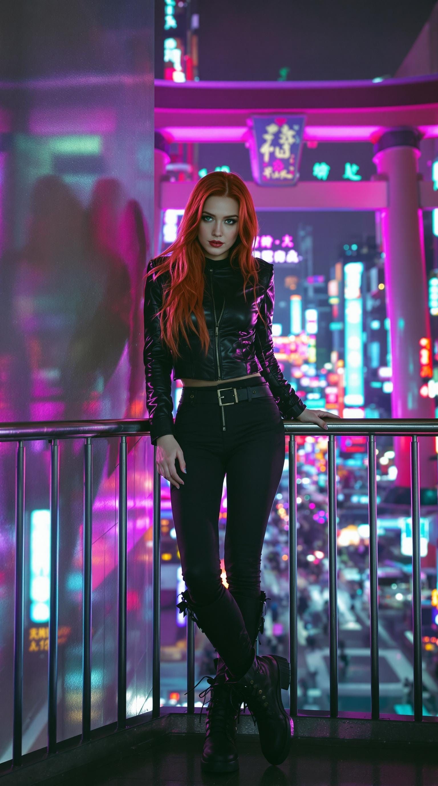 Cyberpunk Goddess in Neon Hues