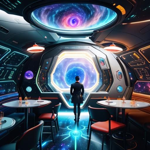 Mobile Eateries Navigate Space Colonies: Cosmic Illustration