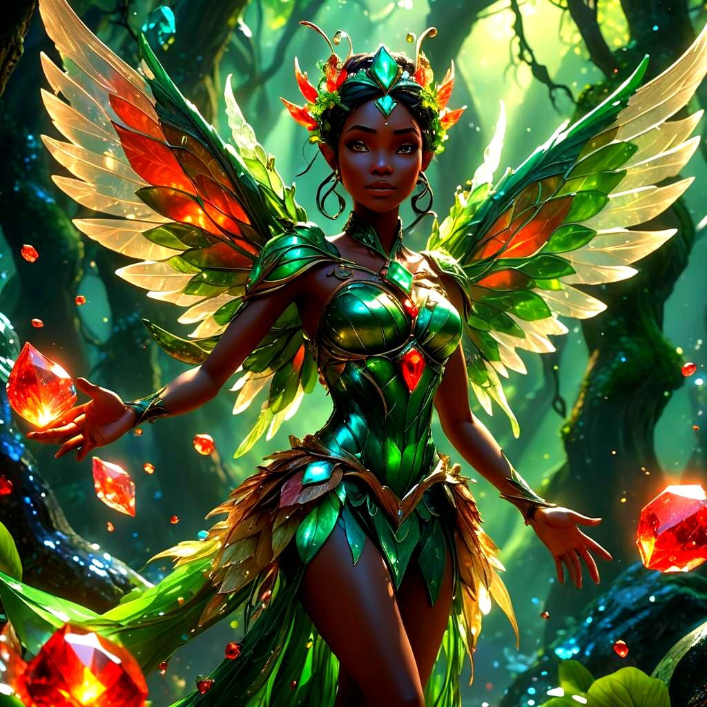 Earth Elemental Fairy with Crystal Armor in 3D Style