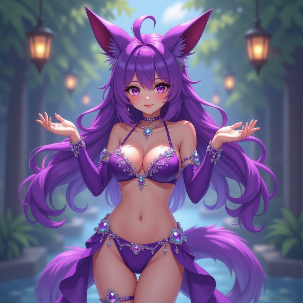 Elegant Anthropomorphic Espeon in 3D Anime Style