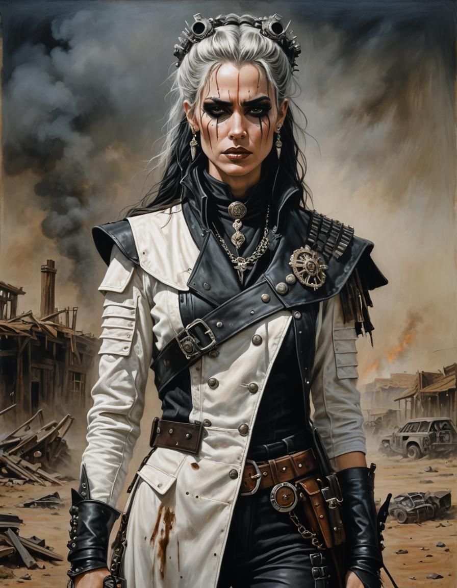 Post-Apocalyptic Priestess: Hyperdetailed Acrylic Portrait