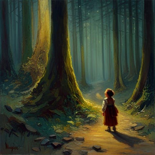 Night Forest Campfire Struck by Lightning