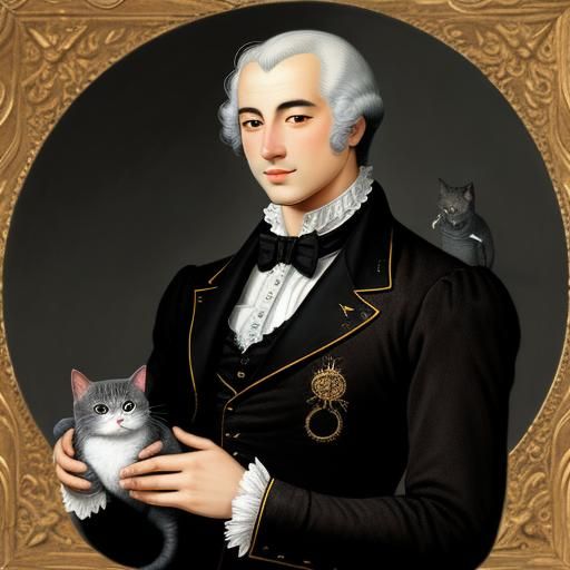 Android Cat Robot Pretending to Be a Gentleman