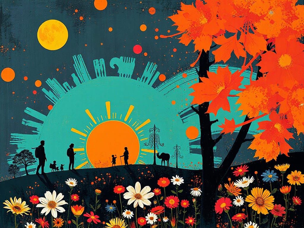 Psychedelic Floral Landscape in Tachisme Brushwork