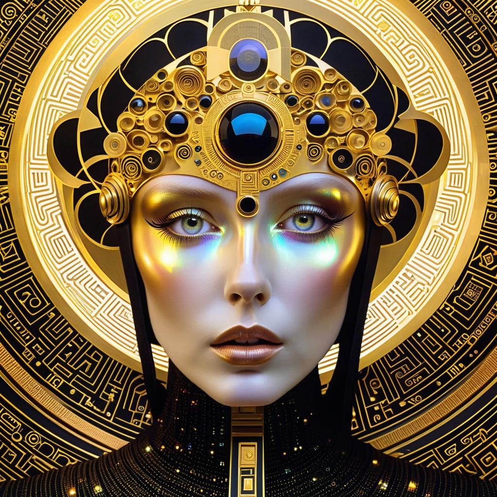 Golden Holographic Electroencephalogram in Klimt-Balivet Sty...