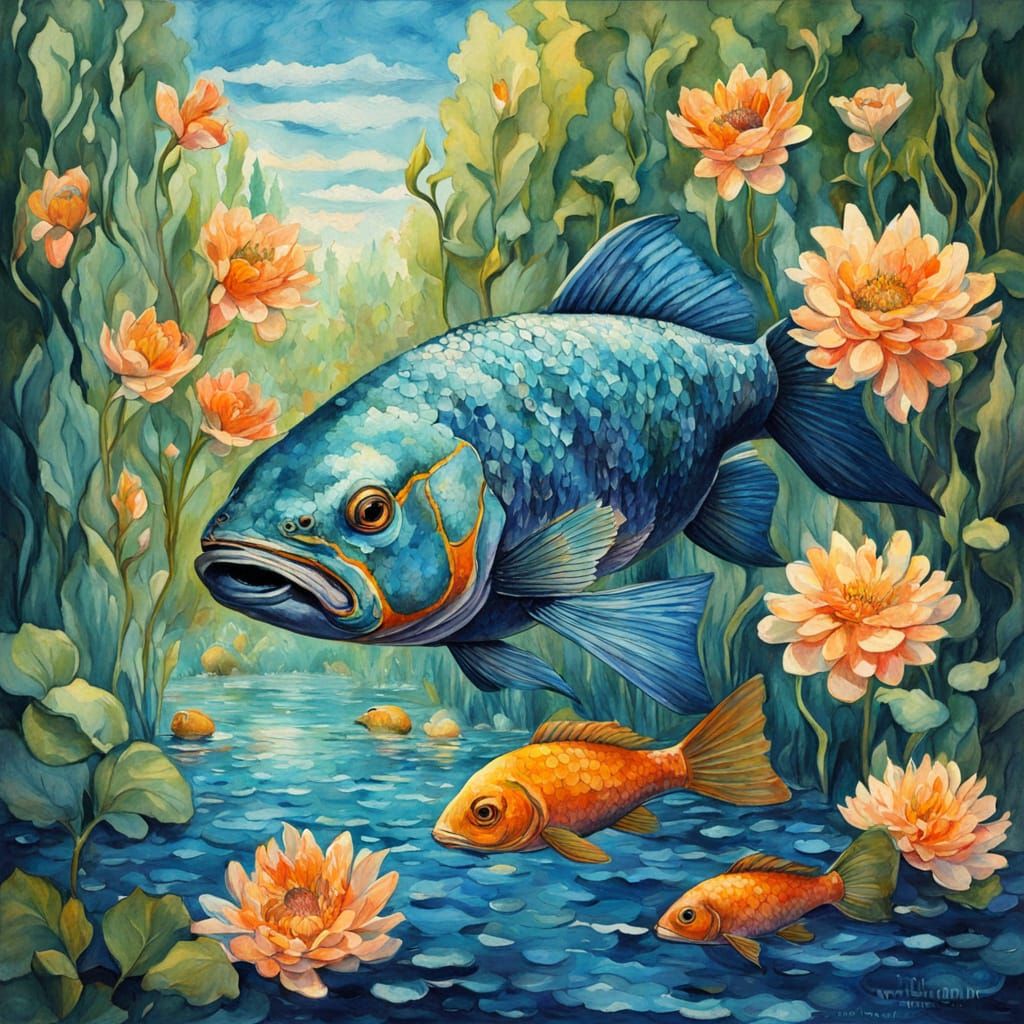 Surreal Gouache Watercolor Masterpiece with Hyperrealistic F...