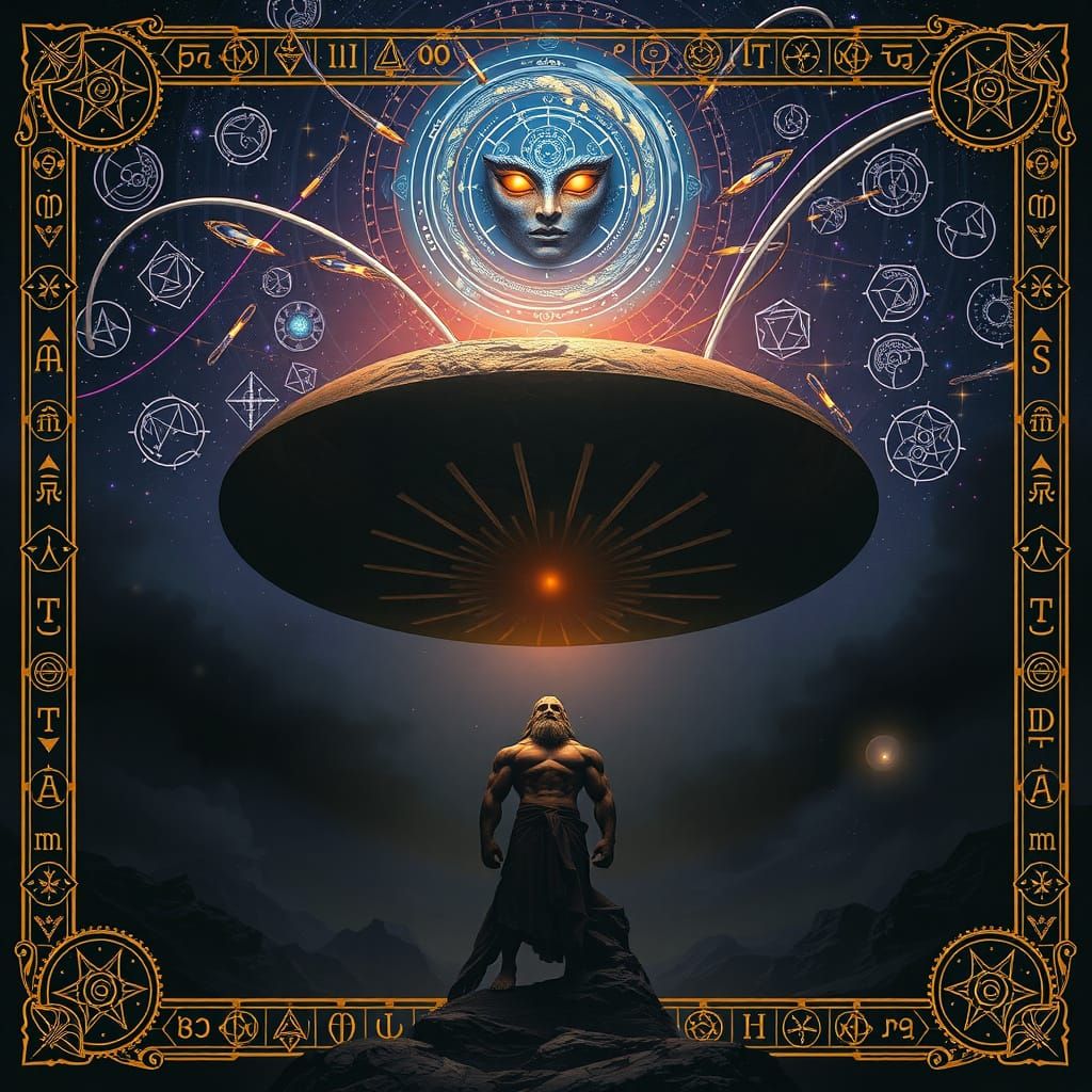 Ethereal Flat Earth Scene in Mystical Realm