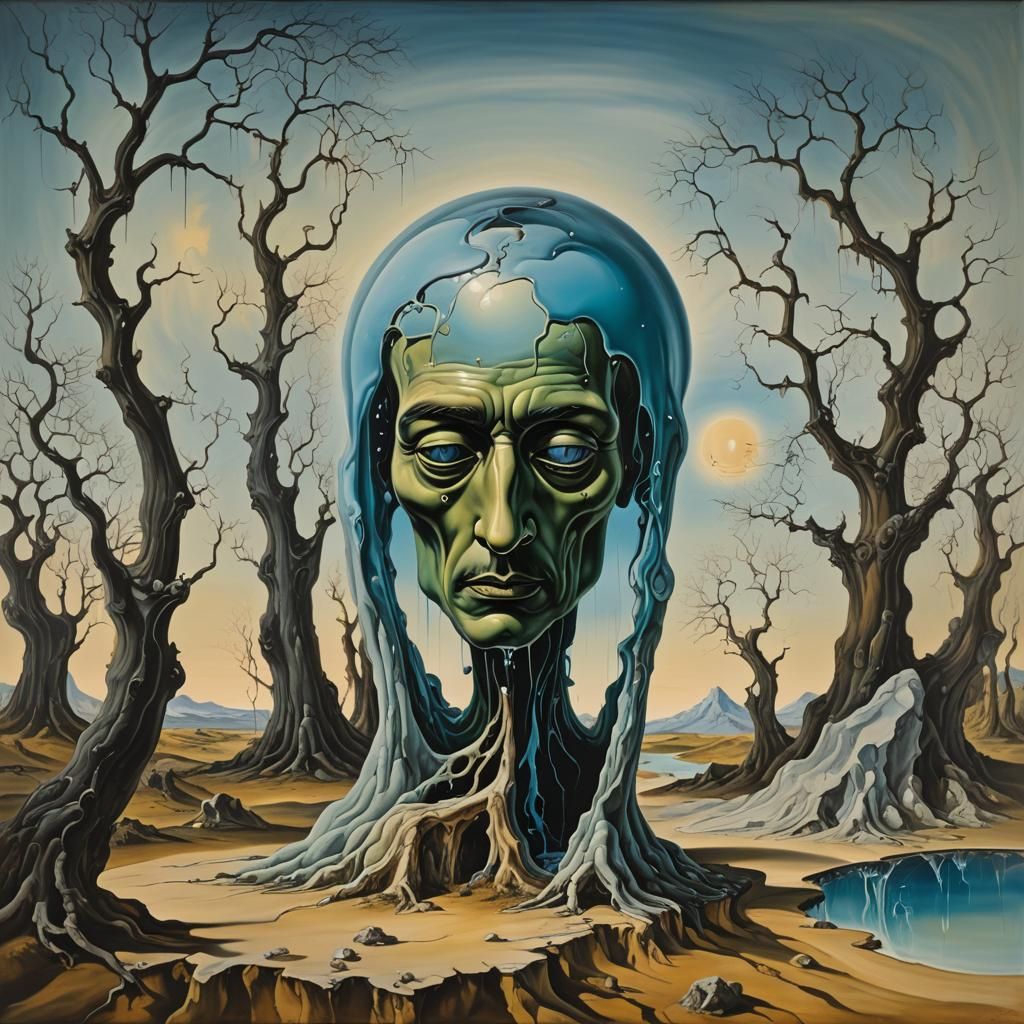 Surreal Stone Dreams in Melting Oil on Canvas