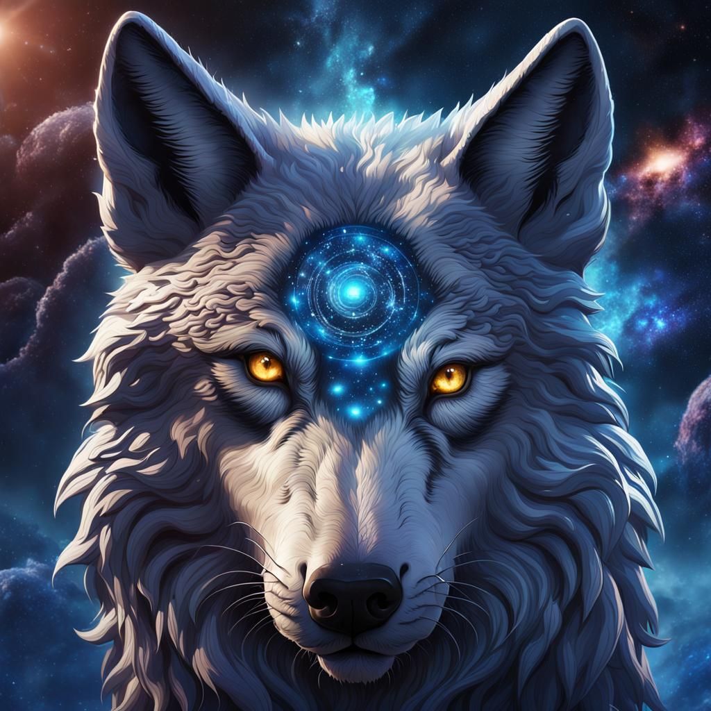 Wolf with Galaxy Eyes: Fantasy Concept Art