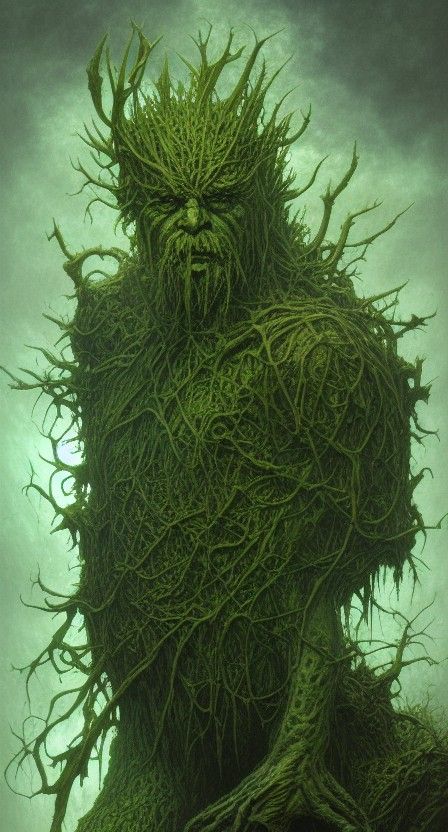 Swamp Thing Portrait with Mandelbroccoli Skin