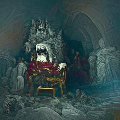 King Wolf on Throne in Horror Castle