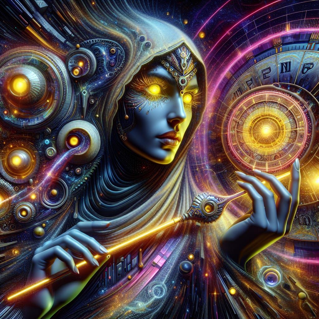 Guardian of Time with Glowing Eyes and Scepter