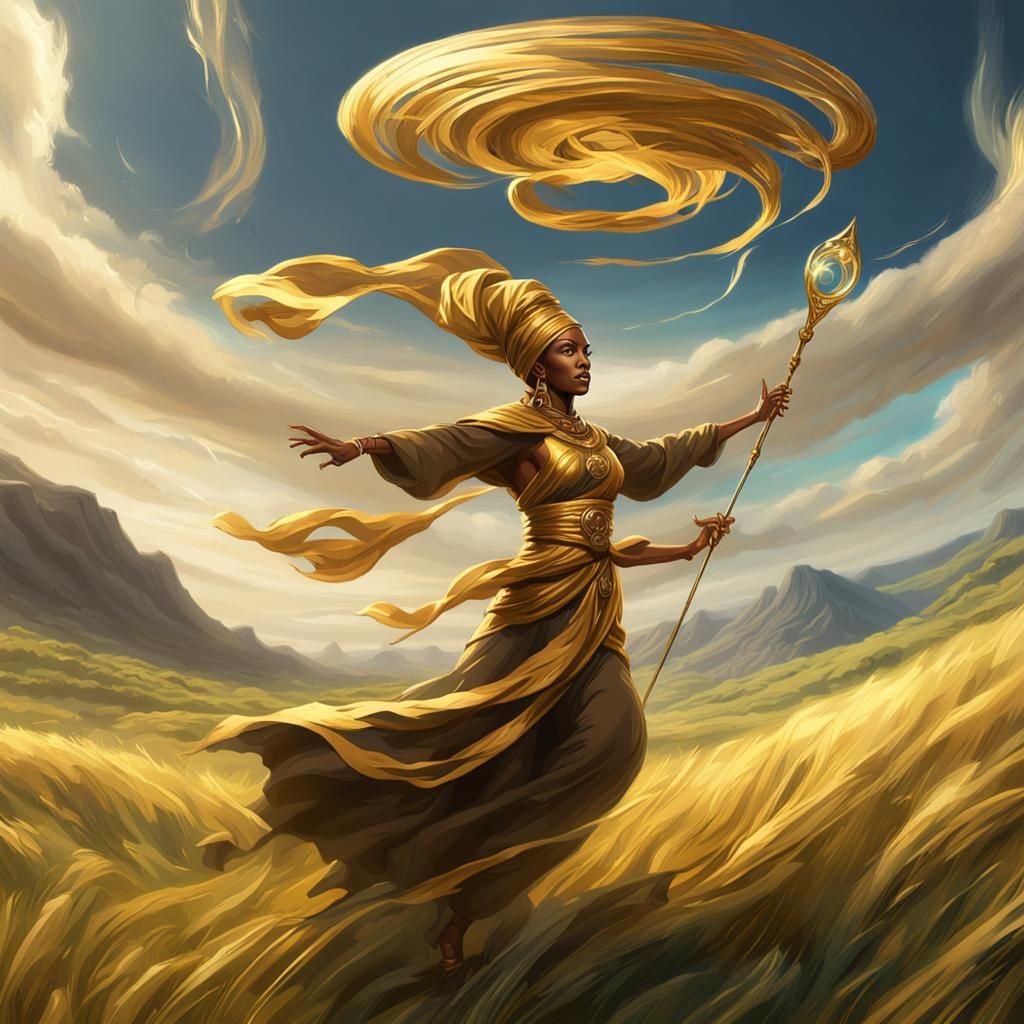 Levitating Wind Spirit in Dark Fantasy Style