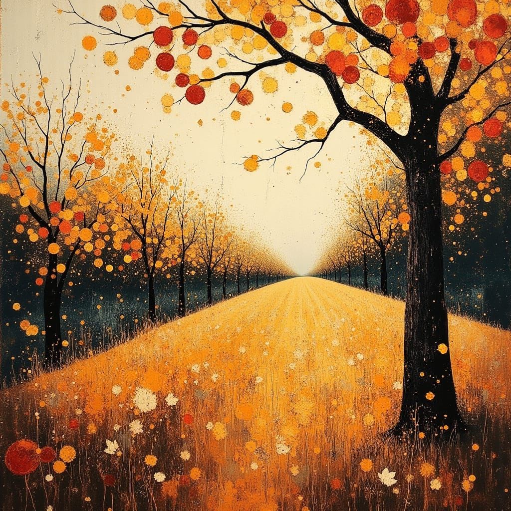 Abundant Autumn Orchard in Golden Light