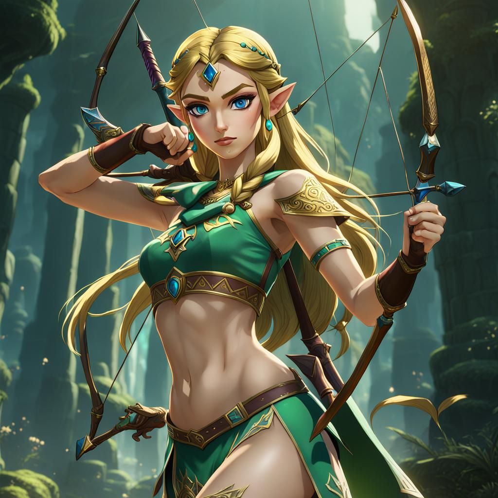 Princess Zelda as Archer in Fantasy Concept Art