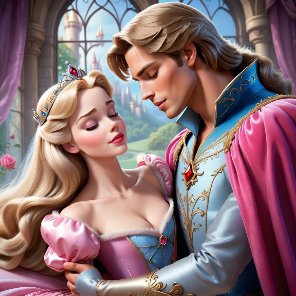 Sleeping Beauty and Prince: A Modern Movie Scene