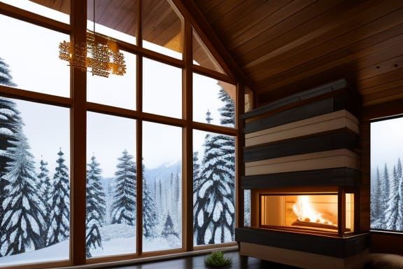 Cozy Log Cabin Fireplace: Anime Key Visual