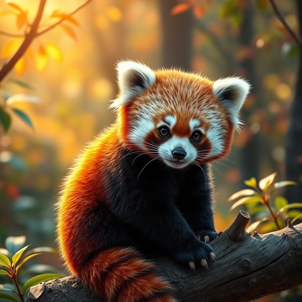 Detailed Red Panda in Lush Forest, 8K