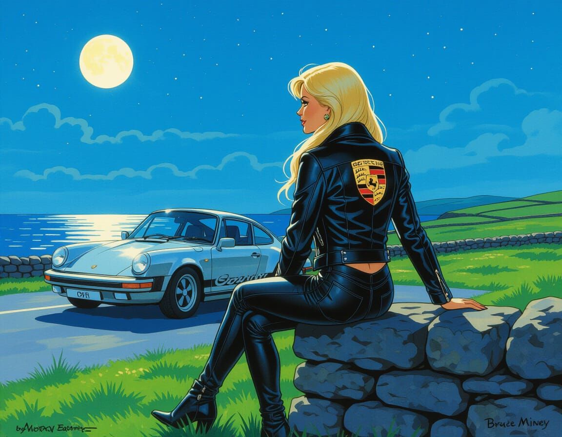 Blonde Woman in Scotland with Porsche, by Norm Eastman and B...