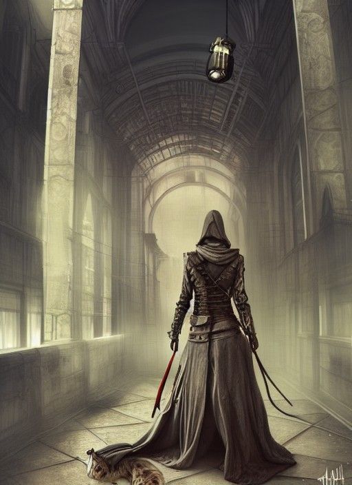 Hyperrealistic Cat Assassin in Cyberpunk Dystopia