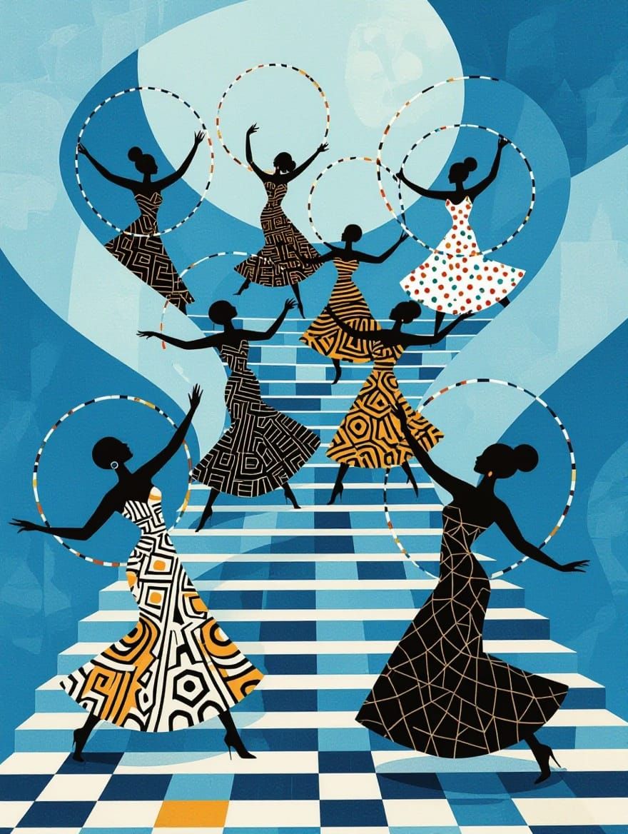 Dancing Figures in Mosaic Harmony