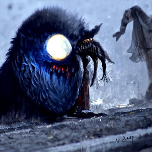 Scary Halloween Monster with Pumpkins, a Horror Scene