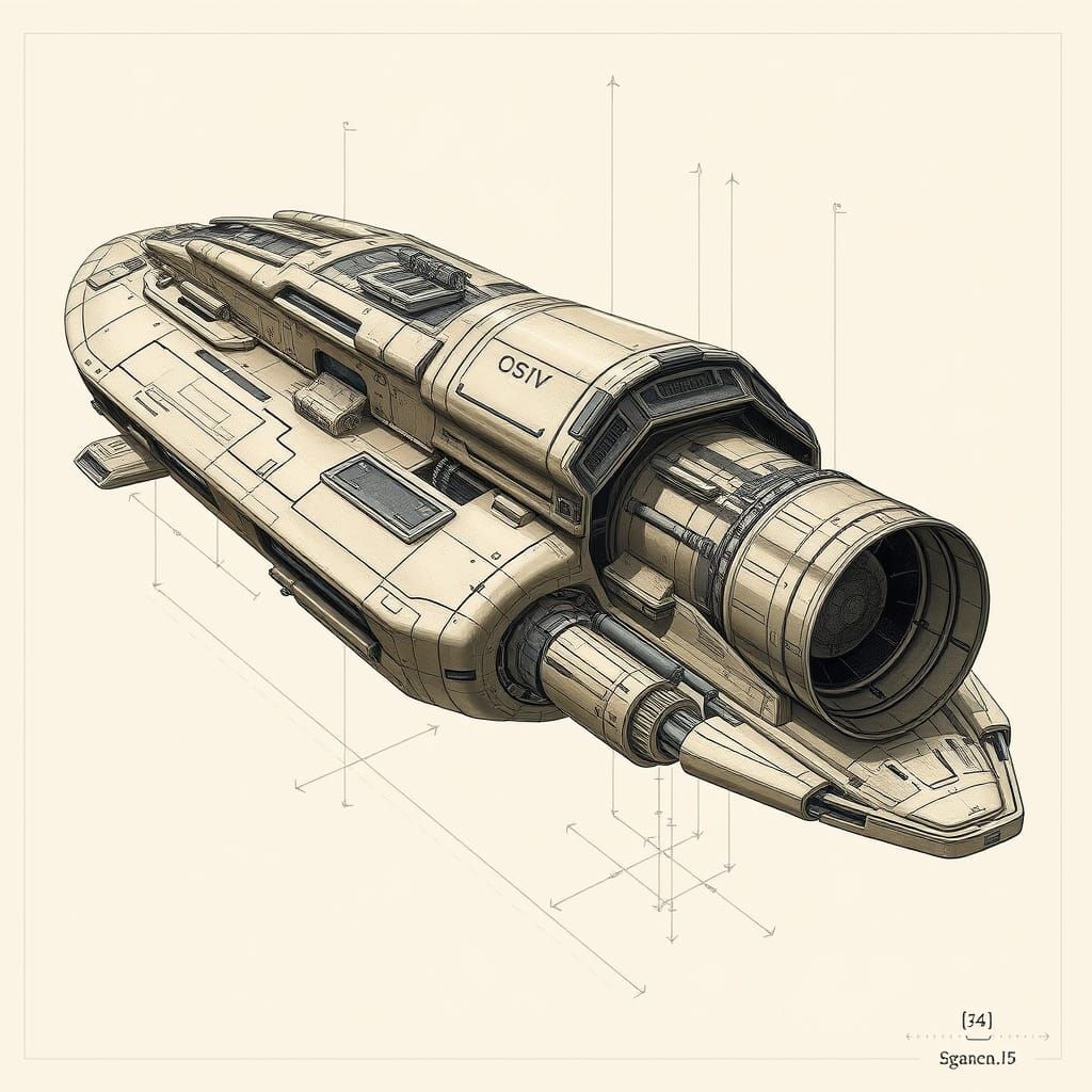 Sleek Futuristic Spaceship Design in Industrial Style
