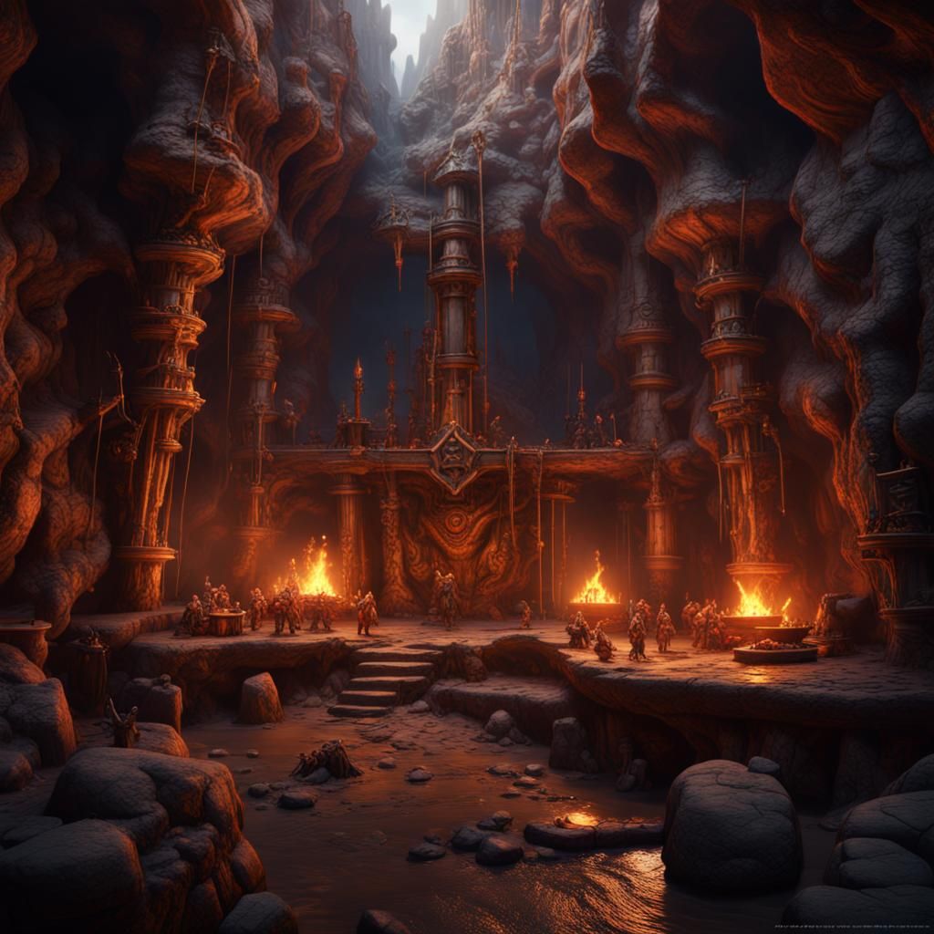 Dwarven Forge: Detailed Matte Painting in Earth's Depths