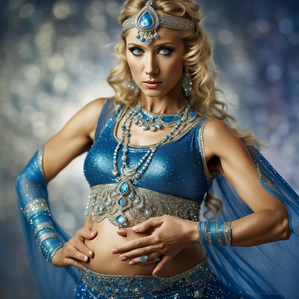 Pregnant Belly Dancer Portrait in Professional Style