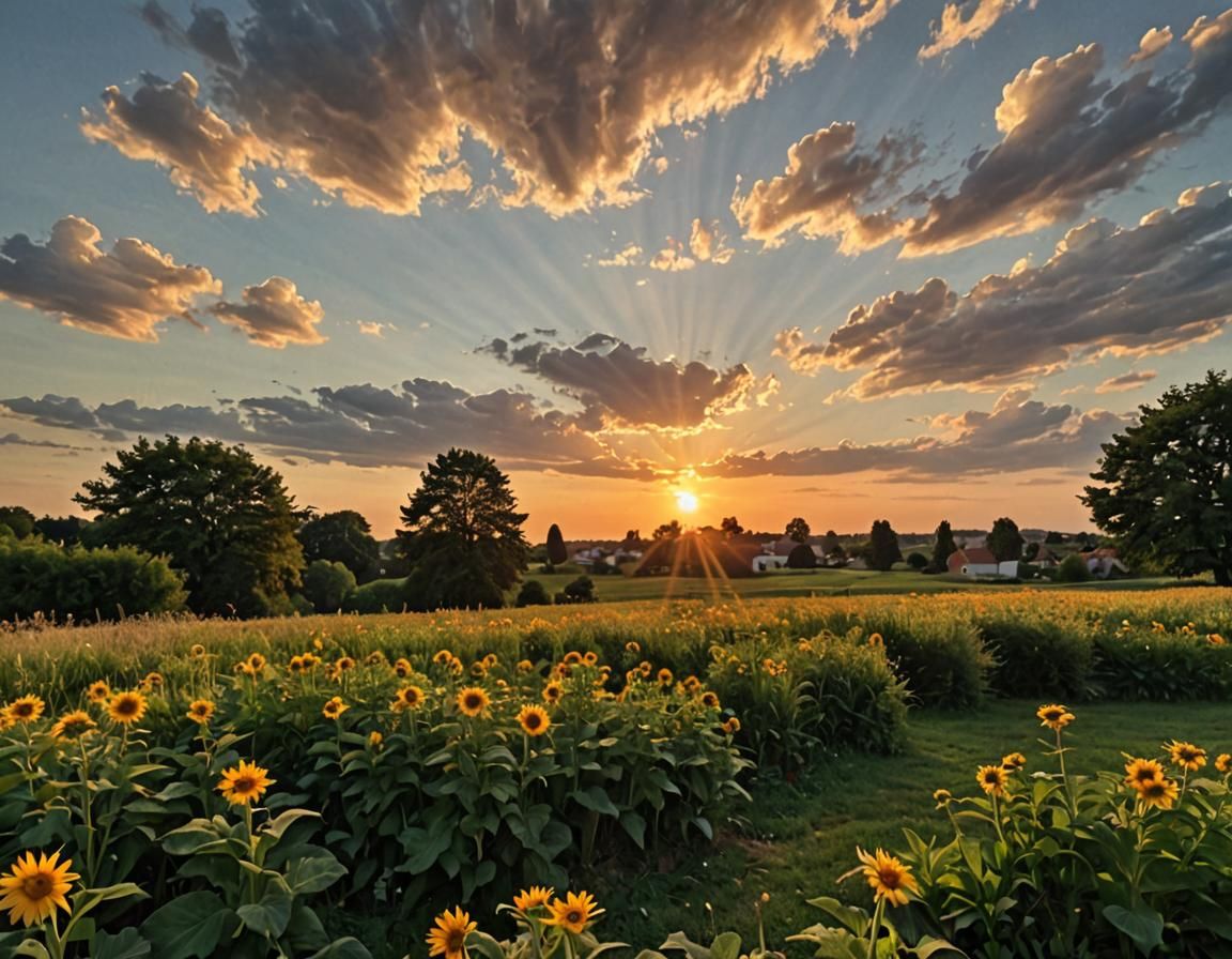 Baroque Summer Sunset Landscape in DSLR Quality