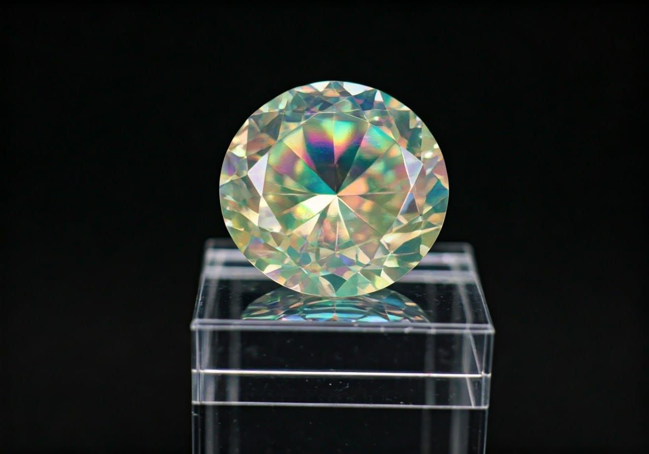 Iridescent Diamond on Display: A Gemstone's Radiance