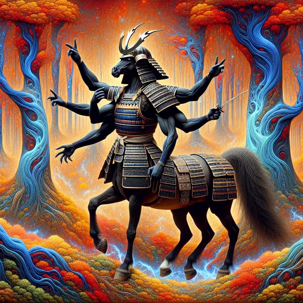 Centaur Samurai Warlord in Autumnal Forest